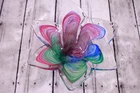 Murano Italian Art Clear Glass Pastel Swirl Flower Bowl Dish Trinket 6" Vintage