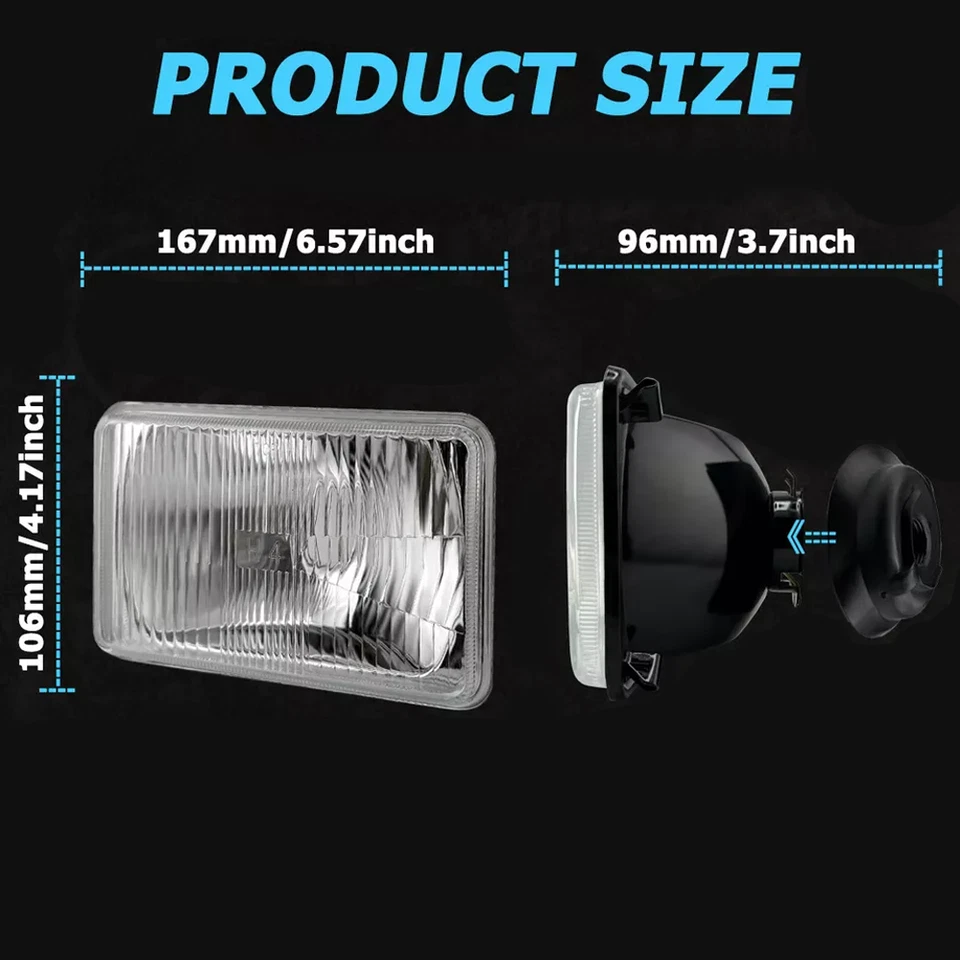 4PCS 4x6'' LED Headlights Hi/Lo H4 Lamp For GMC C1500 Suburban G2500 G3500 Van A - Image 3 of 4