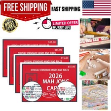 Set of 4 Large Mahjong 2026 Cards - Official Revision with Clear Printing