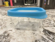 VTG Ziploc Clear Glass Food Storage Container 16 oz w/Lid Bormioli Rocco LOOK