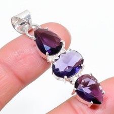Purple Amethyst Gemstone Handmade 925 Sterling silver Jewelry Pendant Size 2