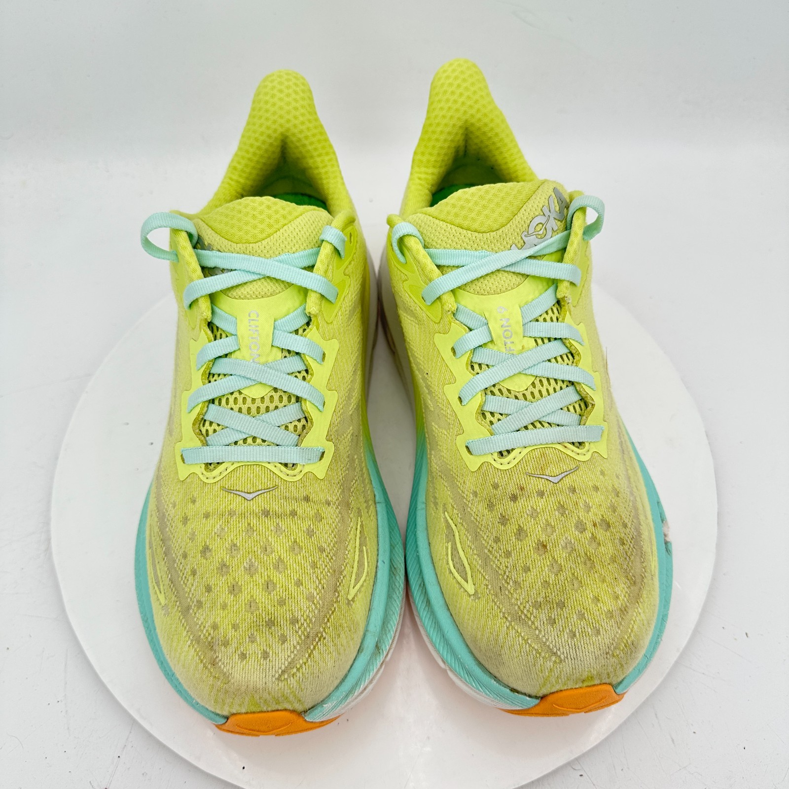 Hoka One One Clifton 9 Women Size 9D 1127896 CGSO Citrus Glow Sunlit Ocean Shoes thumbnail 3