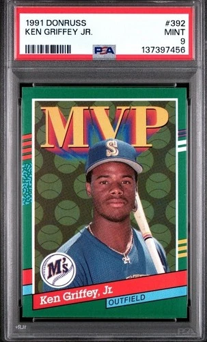 1991 Donruss Ken Griffey Jr #392 Yellow Stripes On Right Border PSA 9
