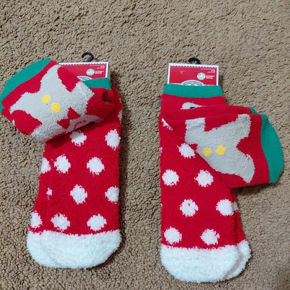 Calcetines Navidad Holiday Time corte bajo 4 pares zapatos para mujer talla 4-10.  (AL) Foto 2 de 4