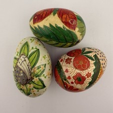 Hand Painted Decorative Eggs Floral Butterfly Humming Bird – Set of 3