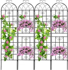 4Pc Iron Garden Trellis 87"x20" Rustproof for Climbing Plants Outdoor Decoration