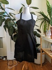 black sweetheart neckline halter dress with pockets a line retro vintage