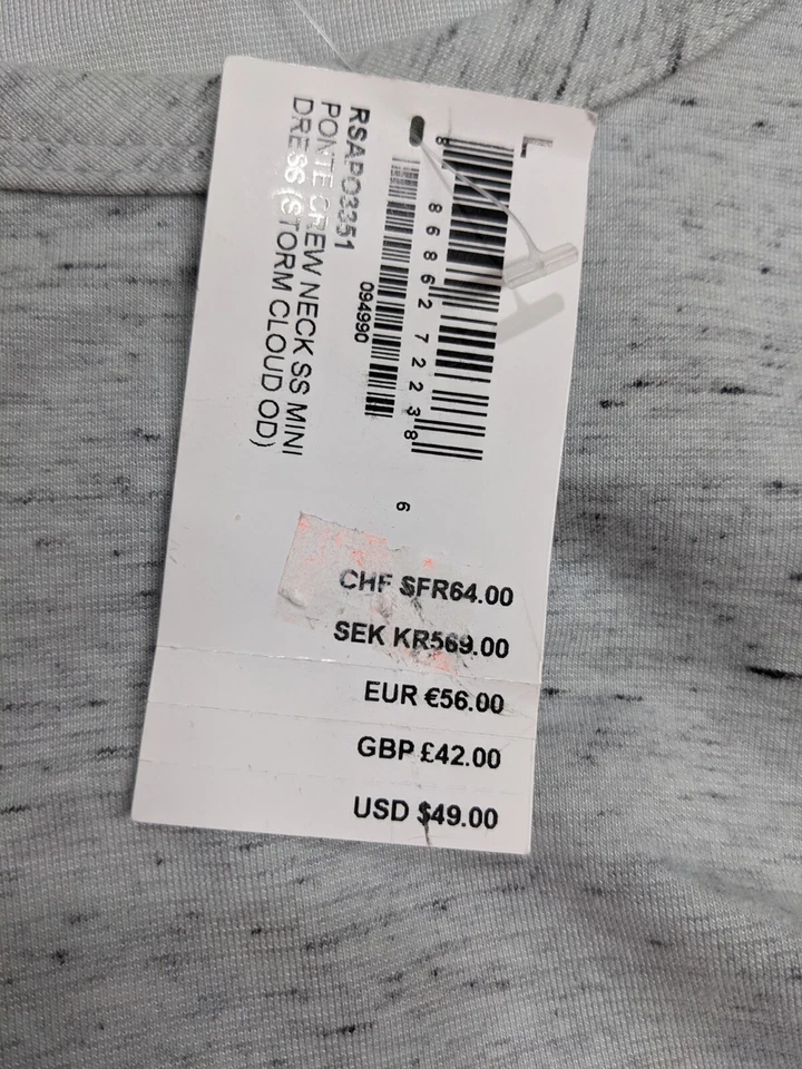 NUEVO CON ETIQUETAS American Apparel Vestido Patinador Mujer L Gris Camisa Vestido Minimalista #8 Foto 2 de 4