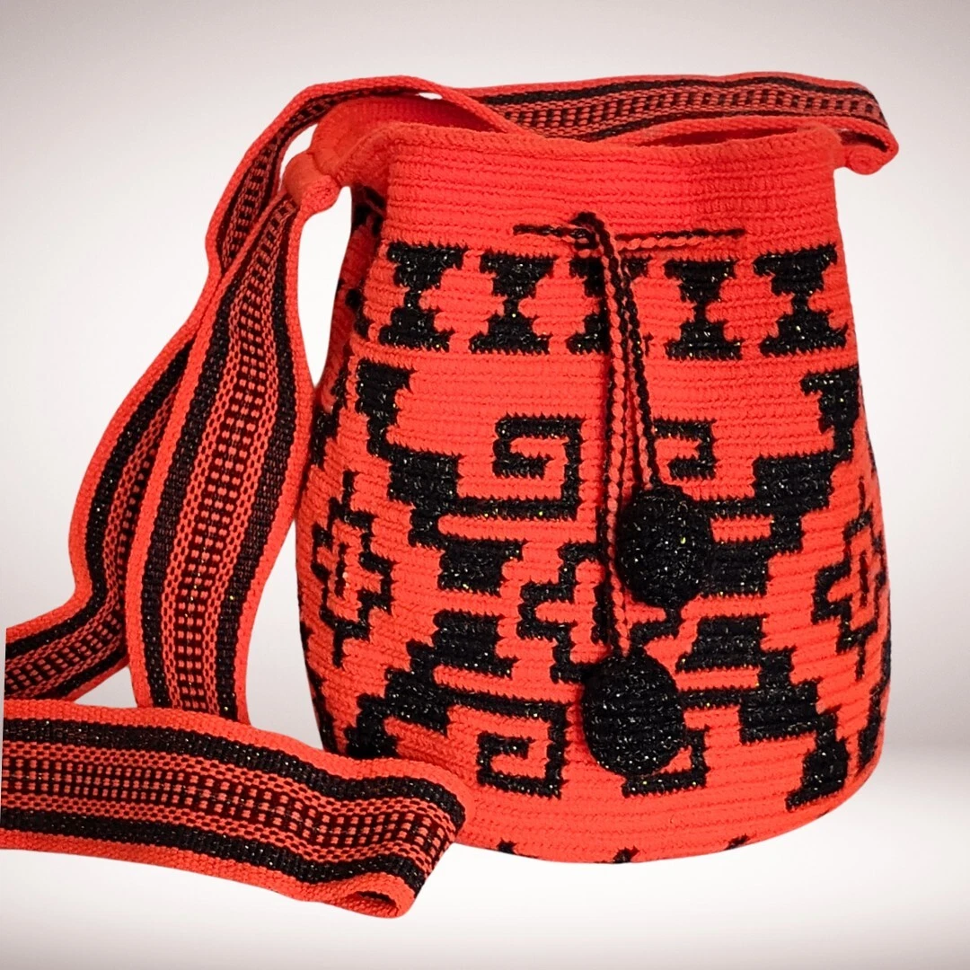 Authentic Wayuu Bag Mochila   Unique Design Handwoven Medium Size  Silk Thread Handwoven Wayuu Mochila Bag: Vibrant Crochet Art From  main image 3