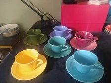 Homer Laughlin Harlequin Cup and Saucers (6 sets)