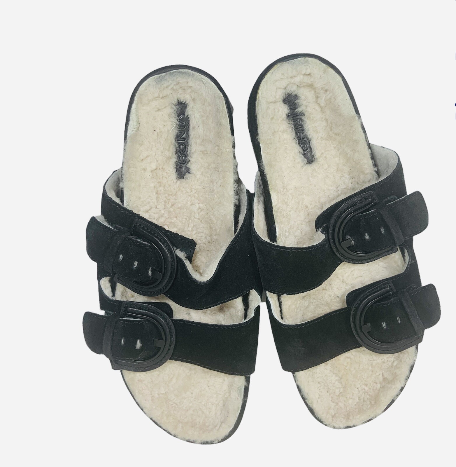 Vince Glyn Genuine Shearling Lined Suede Sandals Slide US 8 EUC $265 | eBay