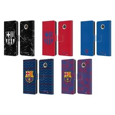 OFFICIAL FC BARCELONA CREST PATTERNS LEATHER BOOK CASE FOR MOTOROLA PHONES