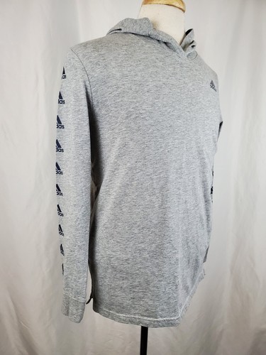 Adidas Long Sleeve Hoodie T-Shirt Youth XL 18-20 Gray Cotton Poly, Graphics Logo - Picture 3 of 7