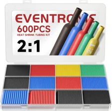 Eventronic 600PCS Heat Shrink Tubing 2:1, Electrical Wire Cable Wrap Assortment