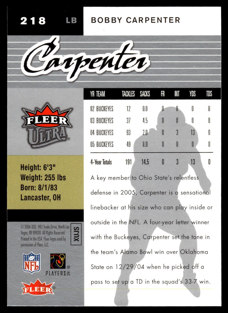 2006 Ultra #218 Bobby Carpenter | eBay