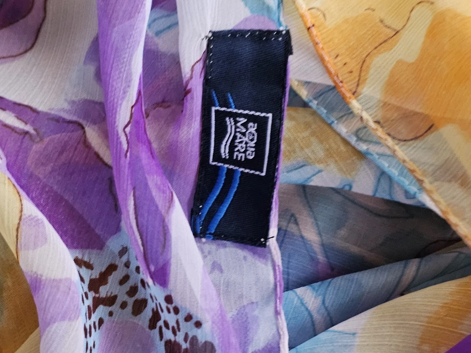 Aqua Mare Shear Floral Scarf 38x76 Sheer Wrap Abstract Colorful - Image 2 of 3