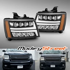 For 07-14 Chevrolet Tahoe/07-13 Avalanche LED NOVA-Series Headlights Black