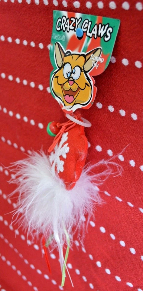 Christmas CRAZY CLAWS Cat TOY Star Red Bell Faux Fur Sergeant's Plush Catnip NEW - Image 2 of 4
