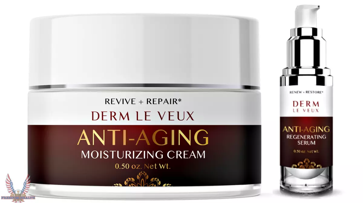 DERM LE VEUX Anti-Aging Cream 1oz & Regenerating Serum .50z 2pc SET | eBay