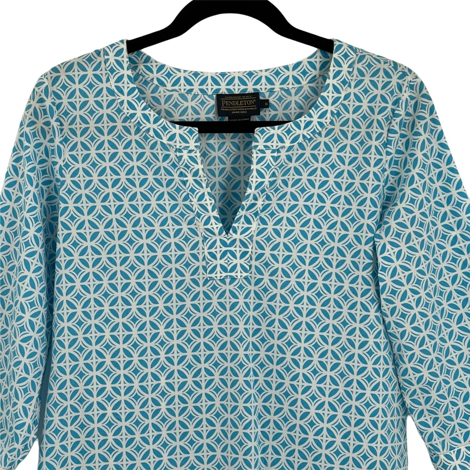 Pendleton 100% Cotton Split Neck 3/4 Length Sleev… - image 2