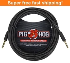 Pig Hog PCH20BK Woven Black Vintage Series Instrument Cable, 20 Ft - New