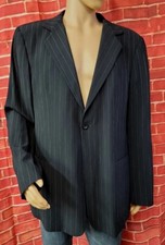 Emporio Armani Black Wool Blend stripe Men  s Suit Coat Blazer size IT 46