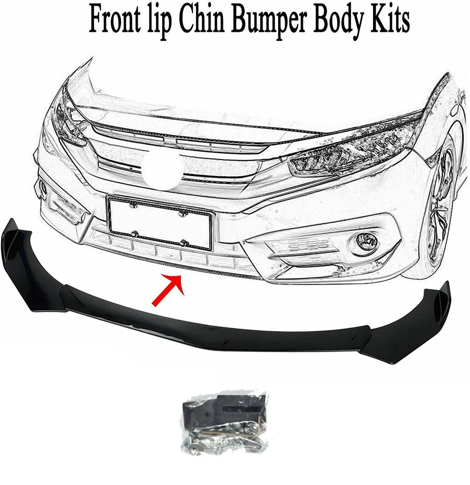 Compatível com 15-21 Dodge Challenger SRT Hellcat Front Bumper Lip Splitter + hastes de apoio de suspensão - Imagem 2 de 4