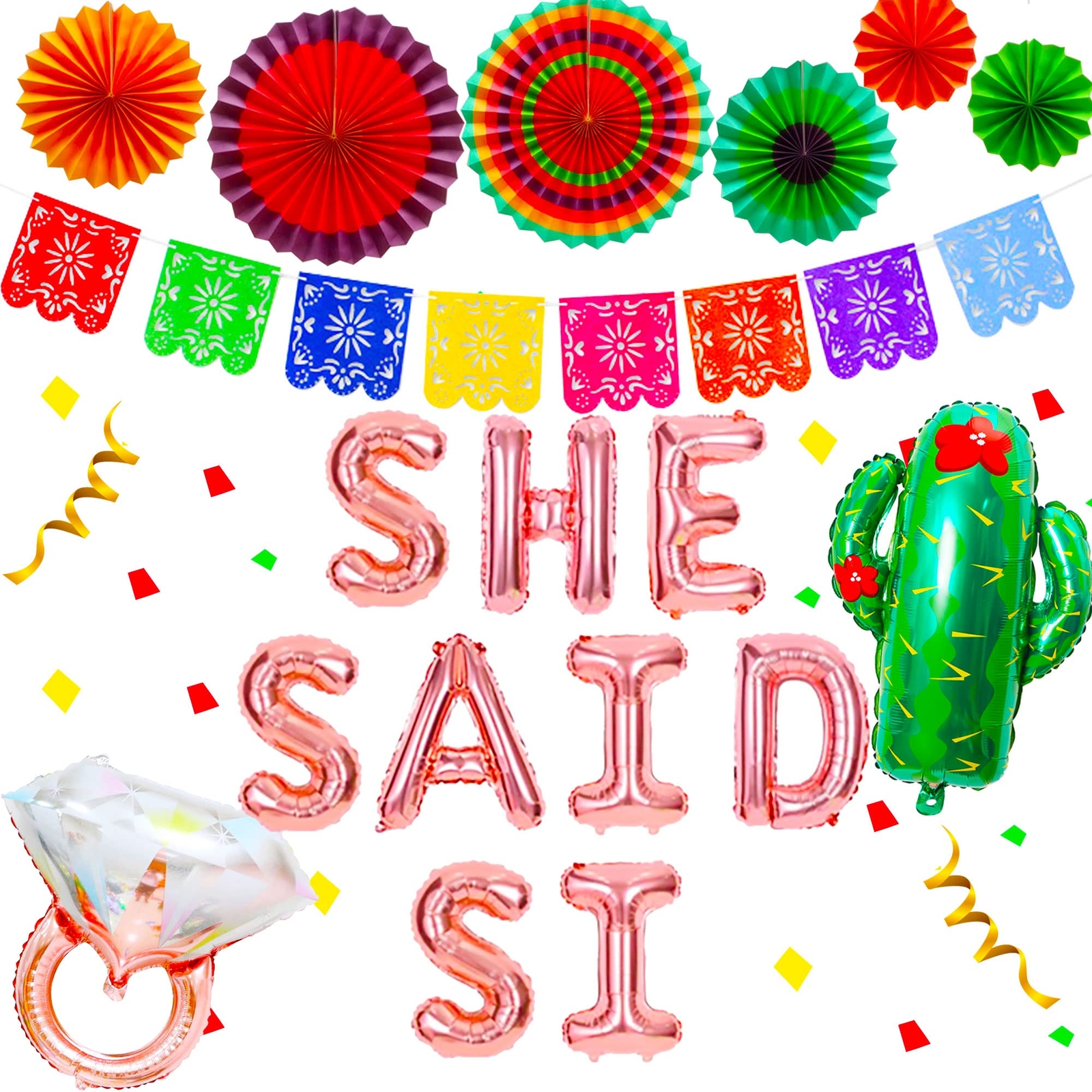 JeVenis Luxury She Said Si Banner She Said Si Balloons Mexican Bridal Shower ...