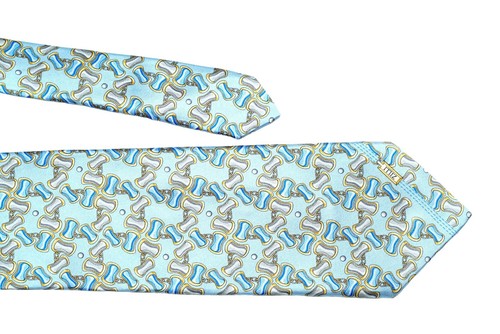 ZILLI Neck Tie Logo Light Blue Made in Italy 100% Silk Krawatte - Picture 3 of 10