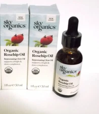 2 X  Sky Organics  Rosehip Oil - Rejuvenating Glow Oil 1 fl oz Ea
