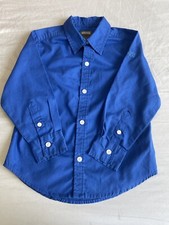 Kenneth Cole Reaction Boys Button Down Long Sleeve Shirt Size 4 Blue