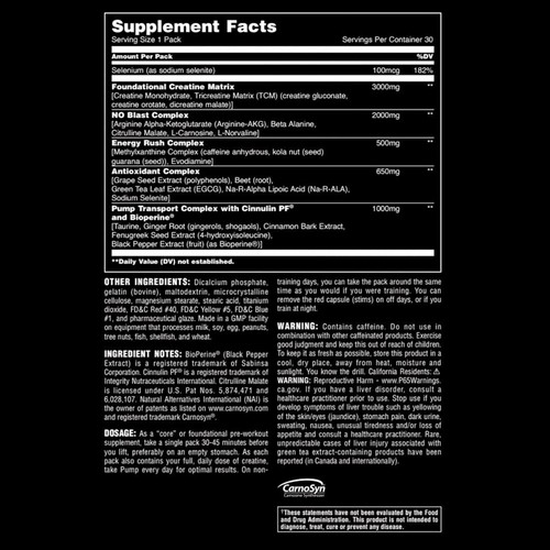 Universal Nutrition Animal Pump Hardcore Preworkout Energy Focus 30 Packs New - Picture 3 of 6