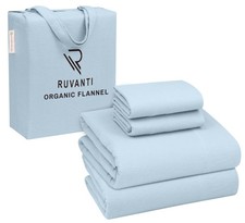 Flannel Sheets Queen Size - GOTS Certified 100 Organic Cotton, 4 Piece Warm, So