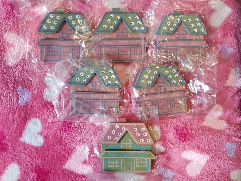 Home Sweet Home House Wooden Ornament Lot Of 6