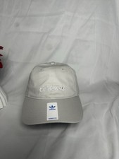 Cap Adidas Originals Women's Relaxed Adjustable Stone Grey White Hat OSFM NWT