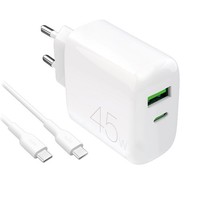 Usb-C/Usb-A-Pd-WandladegeräT Mit 45-W-Usb-C-Kabel - Weiß