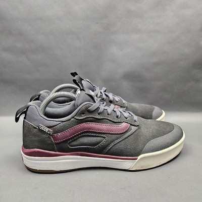 Vans UltraRange Pro Shoes Mens Size 8 Gray Burgundy Skateboard Skate Gum Sole