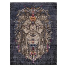 9'x12'1" Black The Maharaja Lion Novelty Wool & Silk Hand Knotted Rug R92056