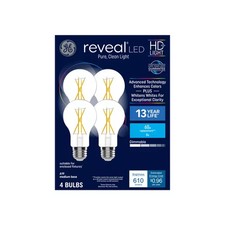 GE Reveal HD LED 60 Watt Replacement, Reveal, A19 General Purpose Bulbs 4 Bulbs
