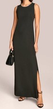 Donna Karan New York Women's Black Rhinestone Trimmed Gown Dress Size 8