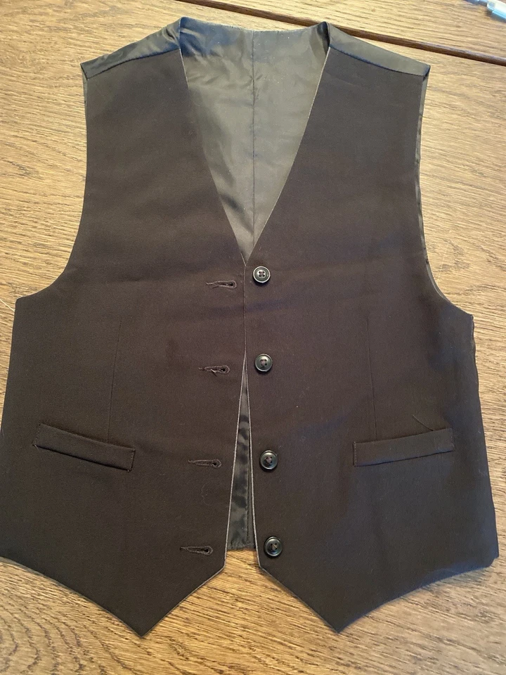 Chaps Boys Reversible Dress Vest Size M (10/12) Black Gray Formal Wedding NWT” - Image 2 of 3