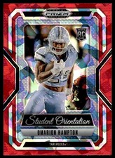 2025 Panini Prizm Draft Picks #13 Omarion Hampton Student Orientation Red Ice