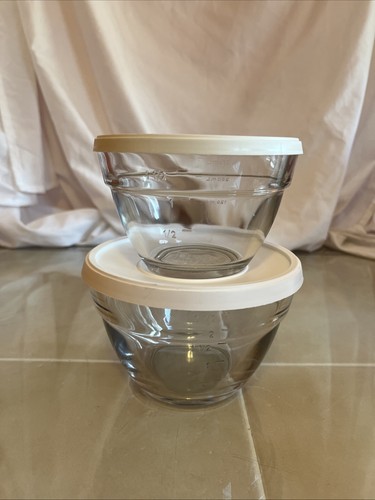 Pampered Chef Measure Prep Bowls Set-4 Clear Glass Small Bowls Farmhouse Style - Picture 3 of 12