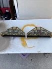🍀 VTG TIFFANY Art & Craft Style Stained Slag Glass Wall Sconces Lamp Shade 14”