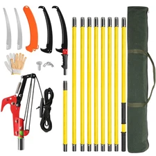 30ft Manual Pole Saw Extendable Tree Pruner Fiberglass Pole Scissors