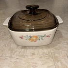 Vtg Corning Ware Abundance A-1 1/2-B 1.5 Liter Casserole with Amber Lid Durable