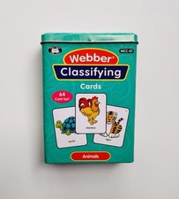 Vintage Super Duper Webber Classifying Cards Animals Metal Box Complete EUC
