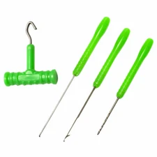 4 Piece Baiting Needle Tool Set Carp Coarse Boilie Drill Latch Hook Knot Puller 