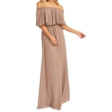 Show Me Your Mumu tan Hacienda off the shoulder maxi dress size L