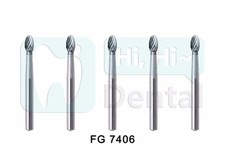 5Pcs Dental Carbide Burs Trimming Finishing Polishing Egg Football FG 7406 High